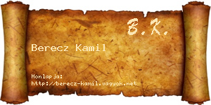 Berecz Kamil névjegykártya